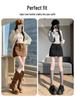 Retro Coffee Suede A-line Mini Skort for Women - Autumn/Winter High Waist Slimming Design