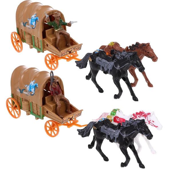 

Home Decor 2 Set Roping and Horse Toy Playset West Carriage Models Plastic Figures Playset Miniature Decoration Educational Toys for Birthday Worlds