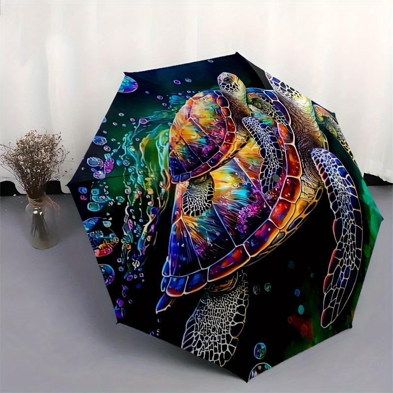 Schildkröten, Meeres-Thema, Achtrippig, Selbstfaltender Regenschirm Eignet sich für den täglichen Gebrauch im Freien und ist ein ideales Geschenk für Freunde und Familie,