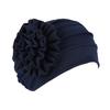 Turban Hat Stretchy Breathable Solid Color Women Side Flower Beanie Cap Headwear Hair Accessories