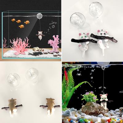 Plastic Floating Cat Figurines Ornaments DIY Landscape Fish Tank Artificial Aquarium for Reptiles Livingspace Play