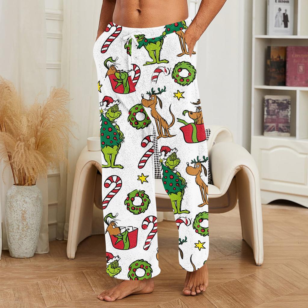 Men's Loose Fit Jogger Pants with Pockets Christmas Print for Running and Casual Wear