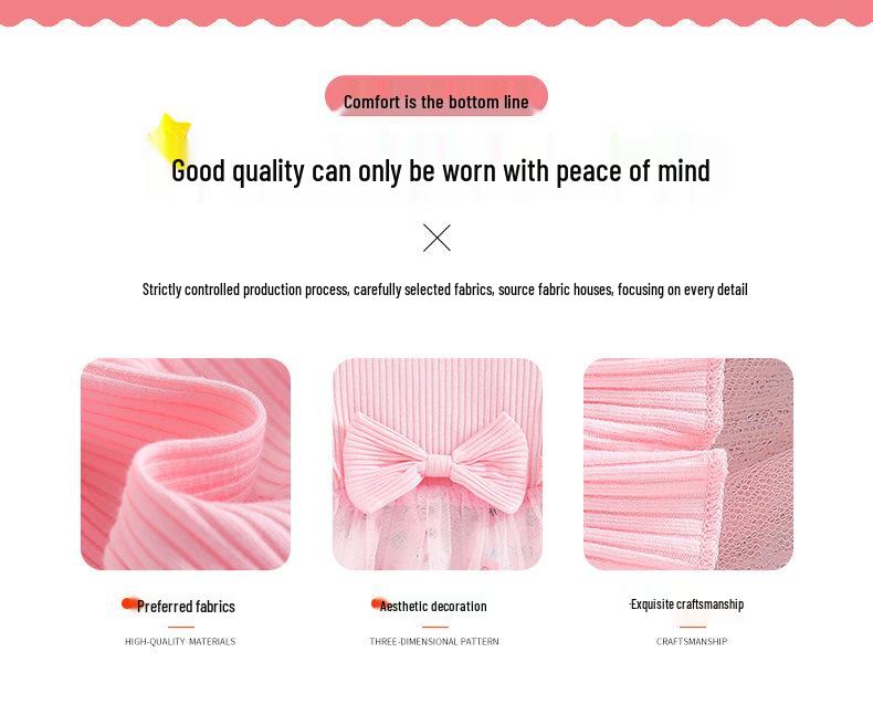 2025 Sweet Toddler Girls' A-Line Bowknot Mesh Dress - Sleeveless Cotton