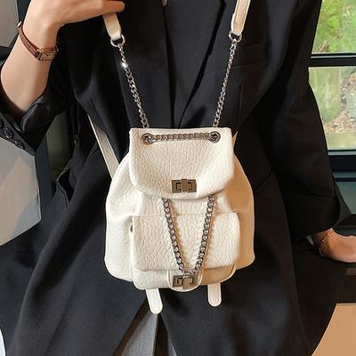 Small Bag 2025 New Chain Backpack Women's High-end Versatile School Bag Going Out Travel Bucket Backpack