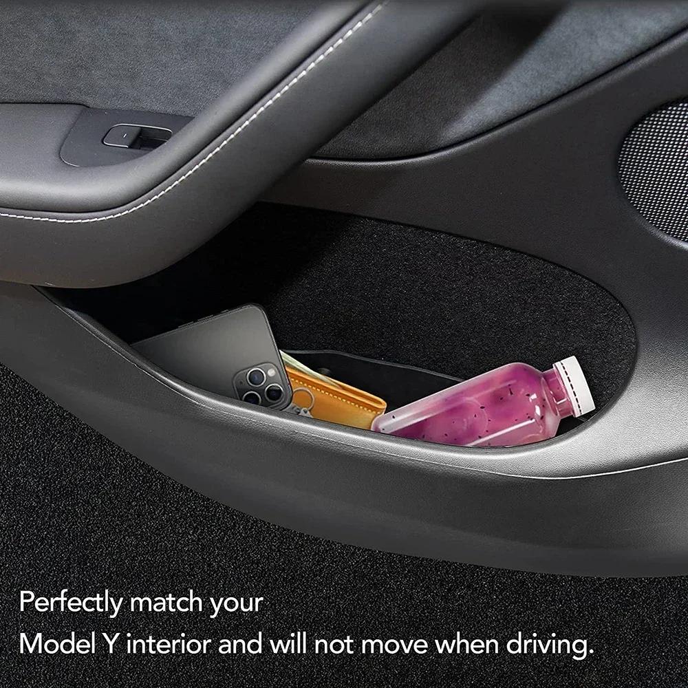 For Tesla Model 3 Highland 2026 Car Door Side Storage Box Front Rear Side TPE Door Storage Organizer Tray Interior Accessories