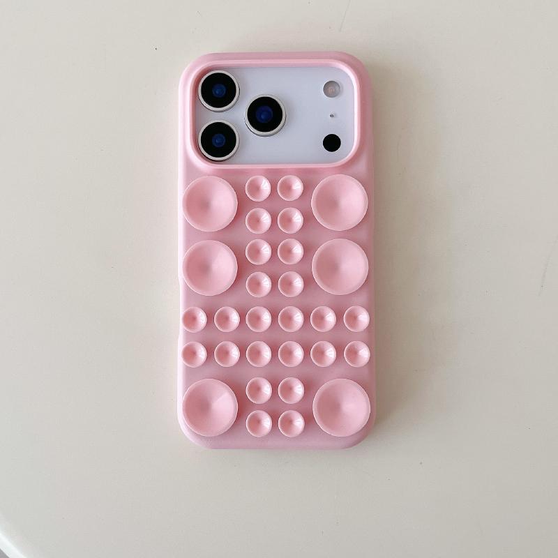 

Solid Color Matte Soft Liquid Silicone Suction Cup Phone Case For iPhone 17 Pro Max 15 14 13 16 Pro Max Absorb Smooth Surfaces iPhone 16 рожевий