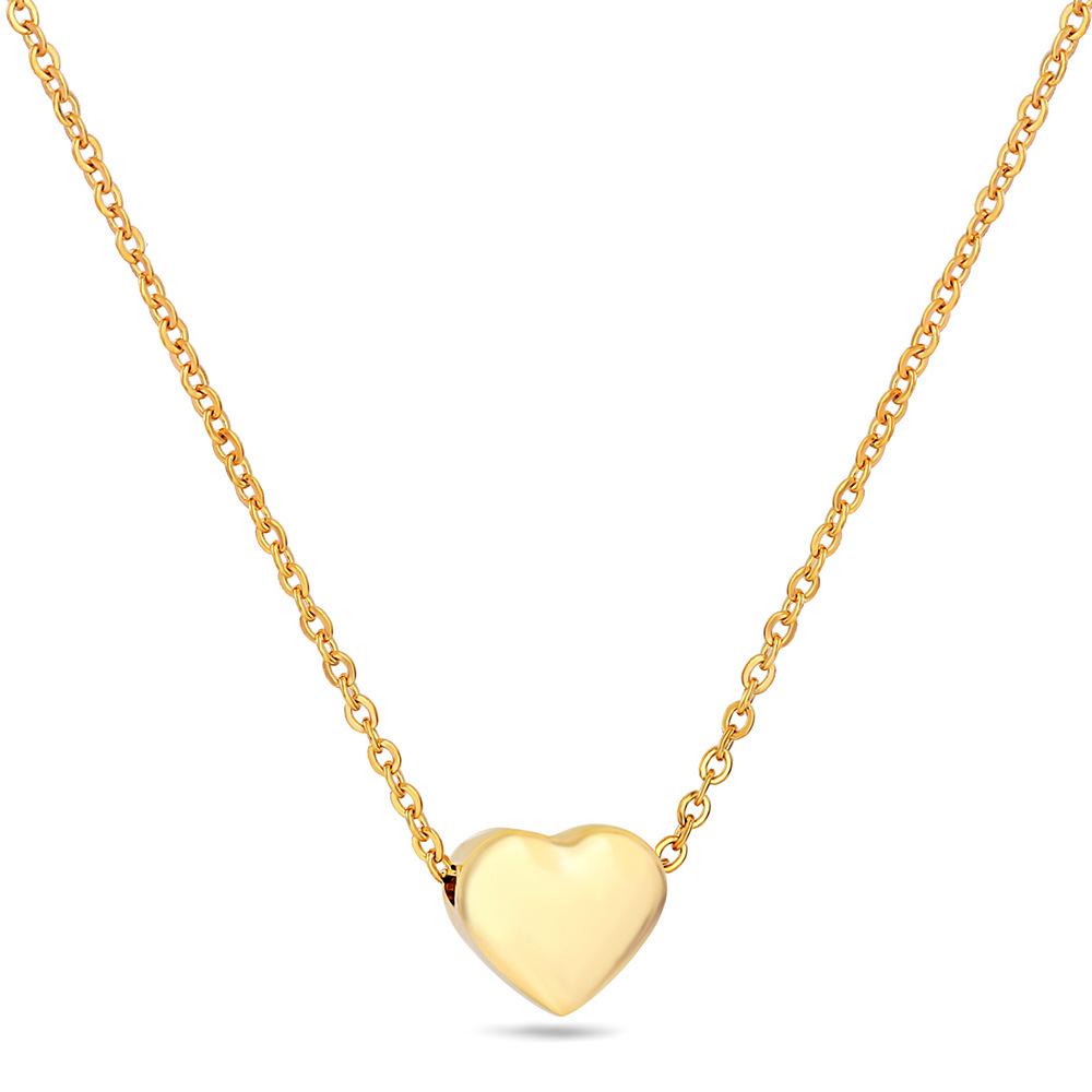 Cross-Border Simple 12MM Heart Necklace: Three-Color Stainless Steel Clavicle Chain with Engravable Pendant for Women