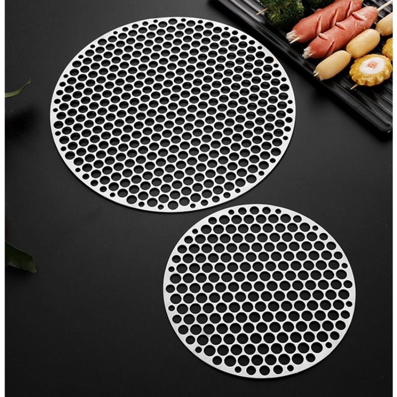 1pc 18 20 22 24 26 28cm BBQ Net Stainless Steel Non Stick Grill Rack Tea Maker Bacon Drainer Outdoor Barbecue Kitchen Tool Grill