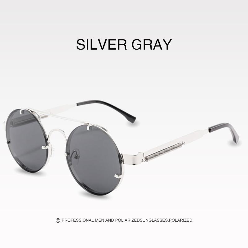 Vintage Steampunk Sunglasses UV400 Protection Round Metal Frame Punk Style Shades for Men Women