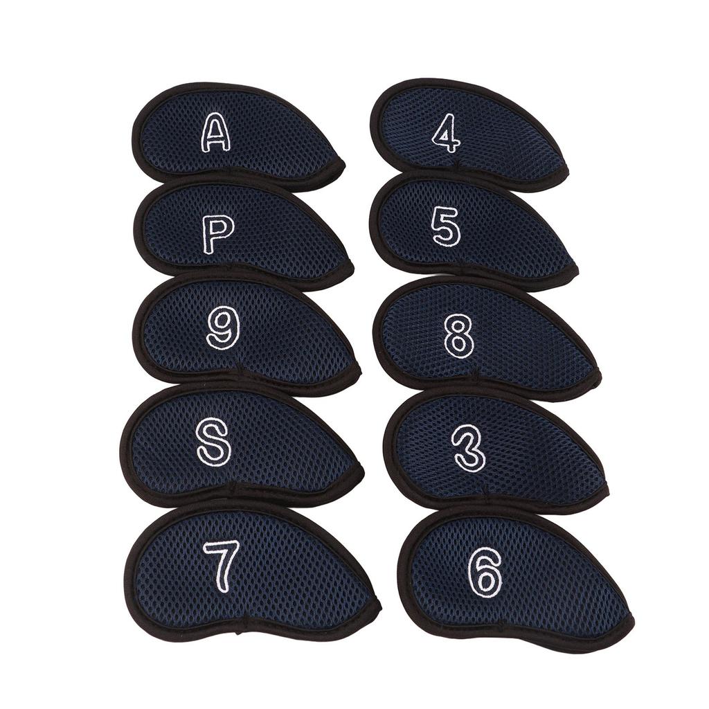 10pcs Golf Iron Covers Set with Numbers Waterproof Golf Head Cover Protective Headcover for Court Exercise Dark Blue
