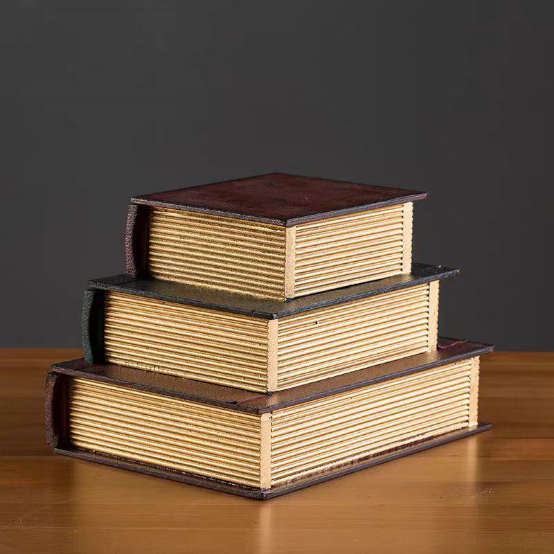 Vintage Wooden Book Shaped Storage Box Decorative Items Home Bedroom Jewelry Box Ornaments Office Study Desk Storage Accessories