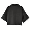 Camicia da Donna con Collo a Revers Manica Corta Top Corti Tipo Monopetto Casual con Tasca a Toppa