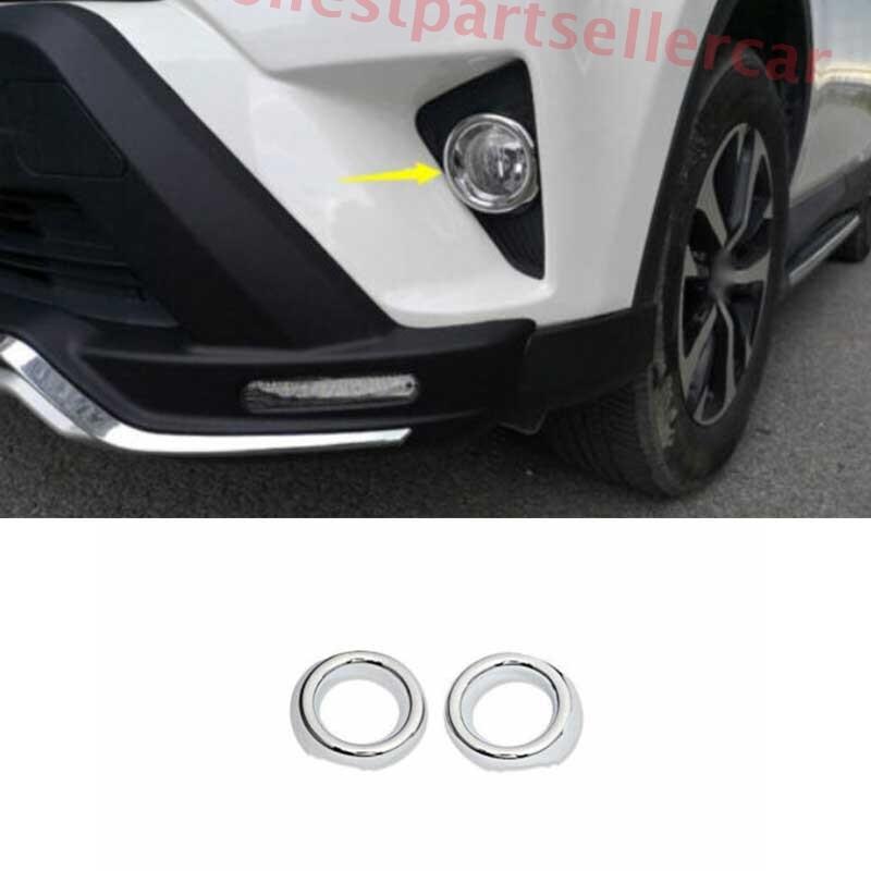 For Toyota RAV4 16 17 18 ABS Chrome Front Fog Light Lamp Bumper Cover Trim 2PCS