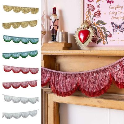 Guirlande multicolore à coulures Chiffrement Épaississement Frange métallisée à paillettes PET Ornement de fond Fournitures de fête à franges pailletées