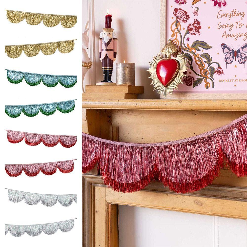 Multicolor Drizzle Garland PET Encryption Metallic Foil Fringe Background Ornament Thickening Glitter Fringe Birthday Decoration