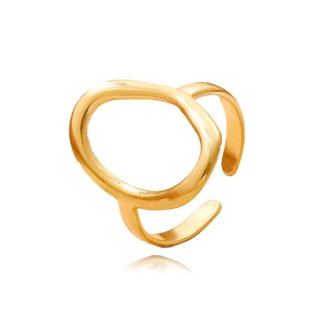 Women's Open Baroque Oval Geometric Ring In Stainless Steel