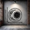Metal Wall Art Sun and Moon Laser Cut Black Steel Home Decor Modern Design