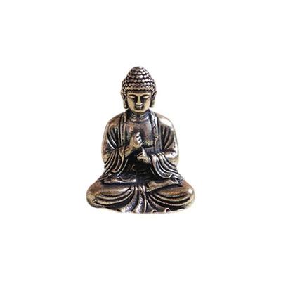 Küçük Yaratıcı El Sanatları Mini Taşınabilir Vintage Pirinç Buda Heykeli Cep Oturan Buda Figürü Heykeli Ofis Masaüstü Dekorasyonu Süsü