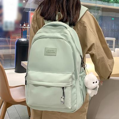 Sac à dos pour femme, cartable pour adolescente, sac à dos pour livre, sac à dos pour étudiant, couleur unie, sac de voyage multi-poches pour femme