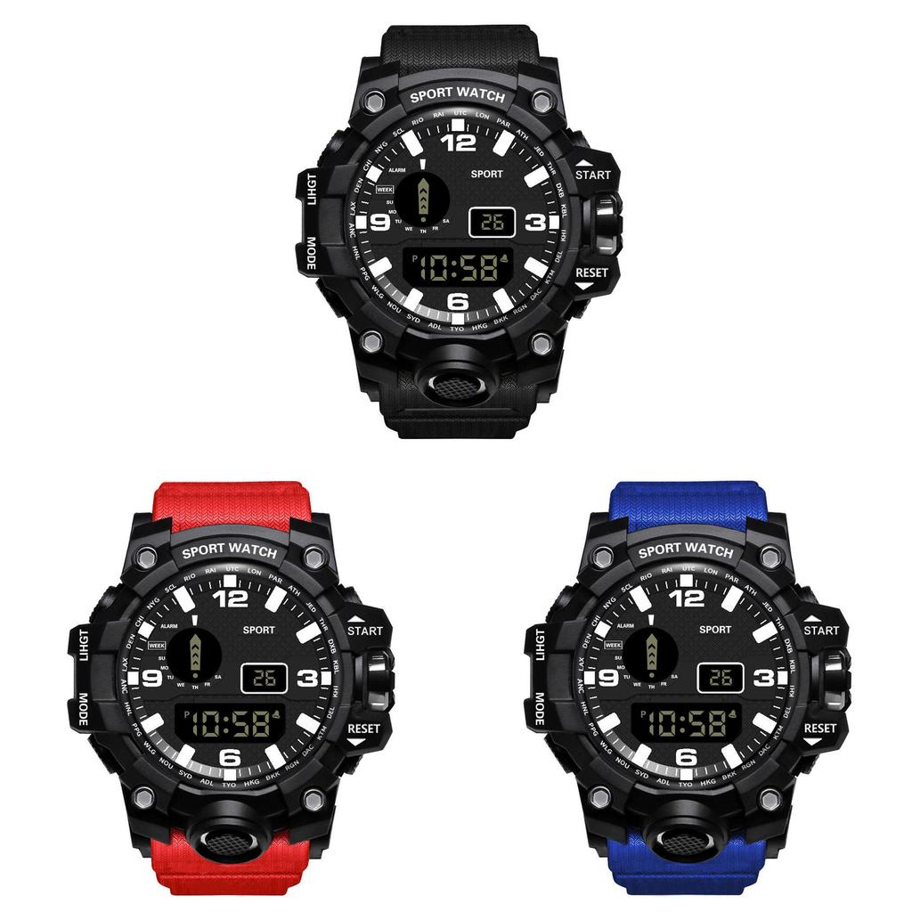 Outdoor Mens Digital Sports Watch With Silicone Strap For Running And Fitness