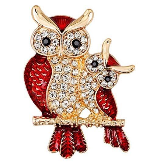 

Красная Сова Брошь Птица Аксессуары Стразы Мультфильм Мужчина Женщина Милая Масло Капает Животное Брошь Булавка красный