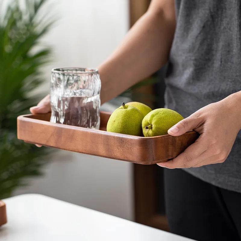 South American Walnut Rectangular Tray Japanese-style Wooden Dessert Tray Solid Wood Tea Tray Household Wooden Fruit Wooden Tray