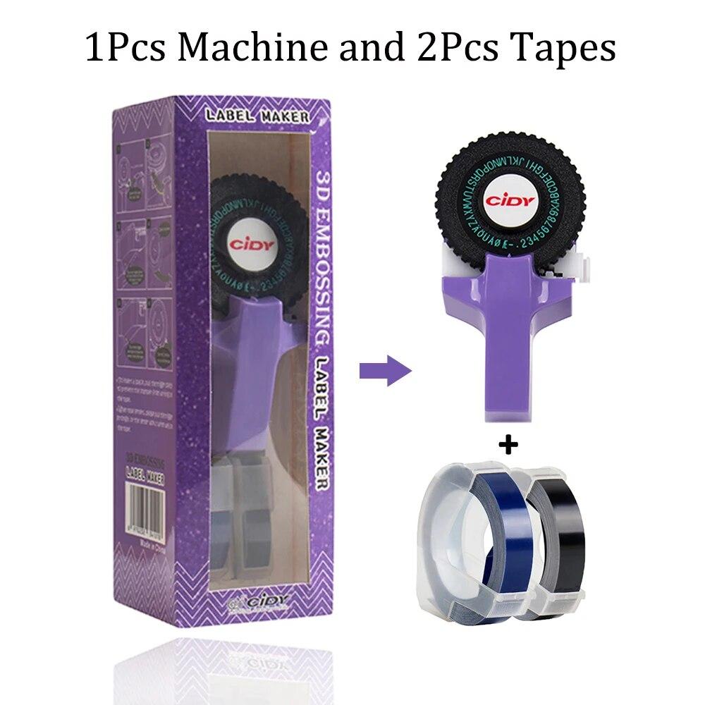 DIY Handhold Typewriter Embossing label maker machine lettering machine 2 Rolls Plastic tapes for Dymo 12965 1880 Motex E101