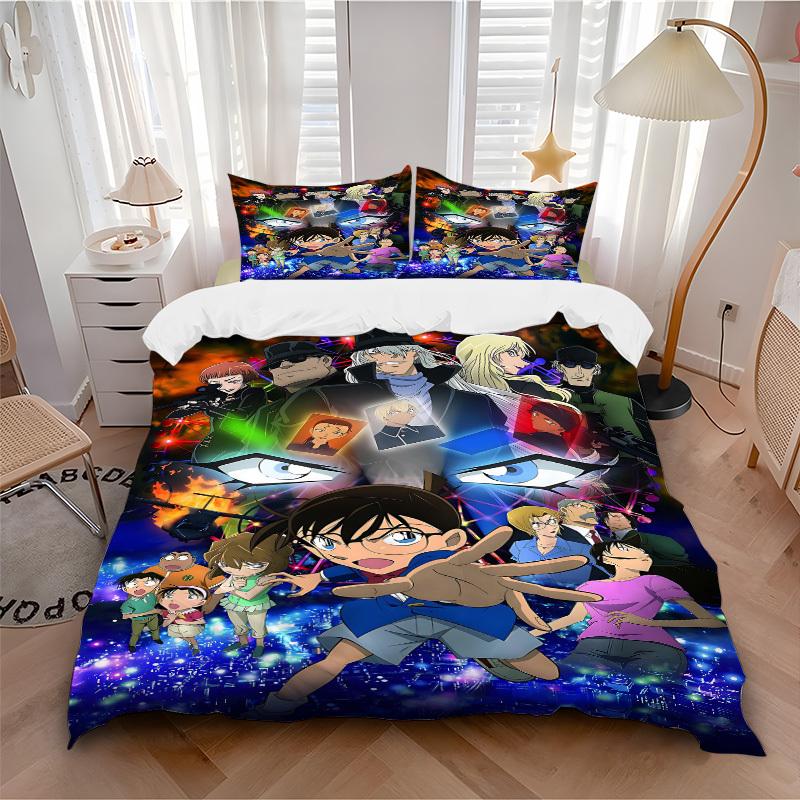 

3pc Detective Conan Bedding Set Guest Room Bedroom Decor Christmas Halloween Decor Birthday and Holiday Gifts- All Seasons 3pcs Quilt 136 135x200cm