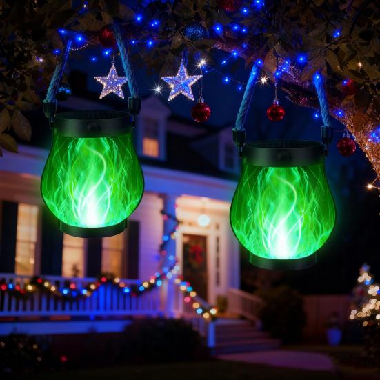 Weihnachtsflammenlaterne Seil LED Lichterkette mit automatischer Ein/Aus-Funktion Wasserdichte Outdoor-Hängelaterne für Camping Gartenparty