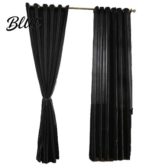 1Pc Through Rod Curtain Drape Door Color Panel Window Solid Room Blackout