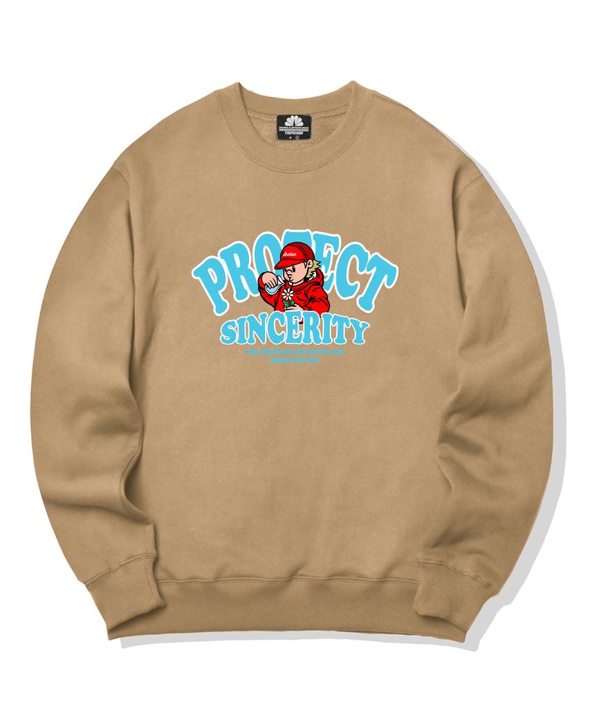 TRIPSHION Protect Boy Graphic Crewneck - Beige