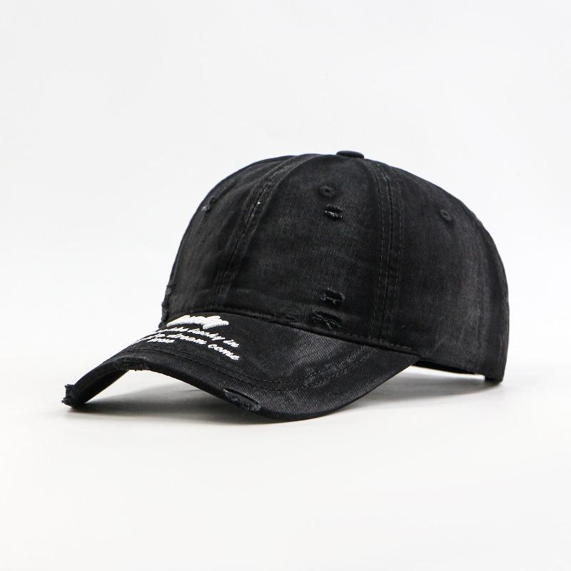 Ripped personalized retro baseball cap women's trendy hip-hop versatile soft top curved brim baseball cap men's new hat