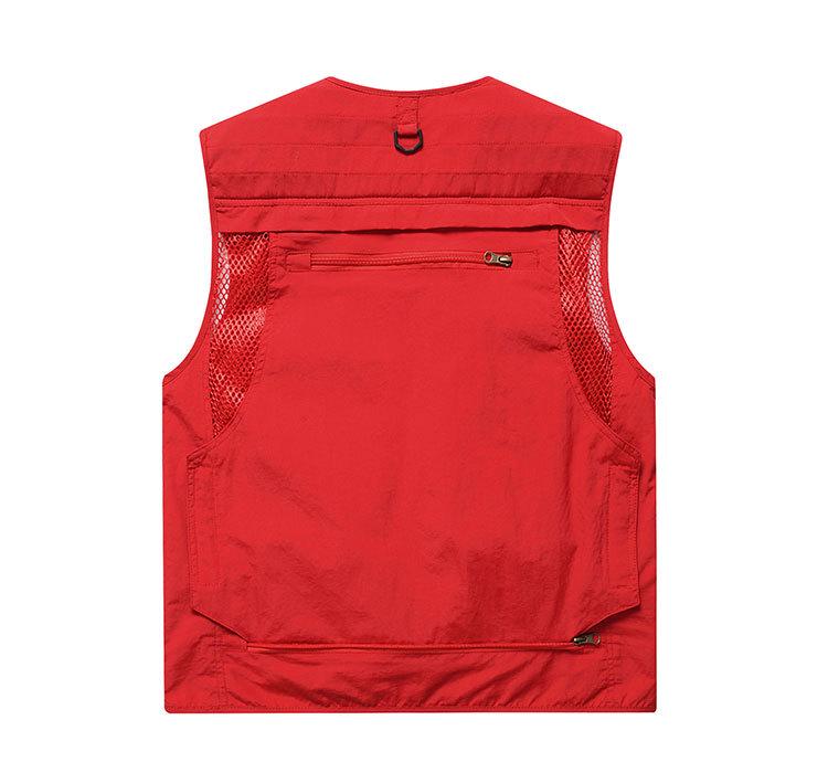 Men's Multi-Pocket Outdoor Fishing Photography Vest, V-Neck Sleeveless Plus Size Workwear 7898 Thin Design