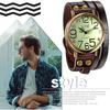 JewelryWe Antique Multi-Wrap Leather Band Watch Analog Display Quartz for Men, Women, Kids - Brown Color
