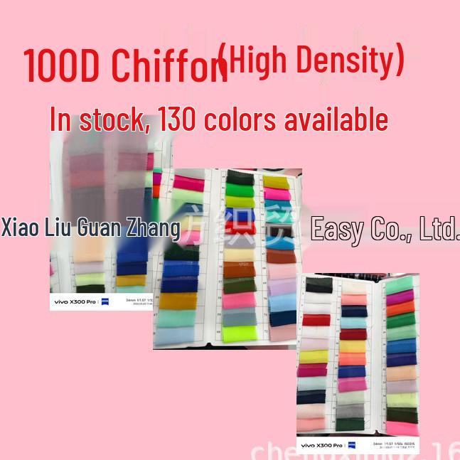 100D Chiffon High-Density All-Polyester Soft Breathable Fabric for Fashionable Women's Dresses and Shirts