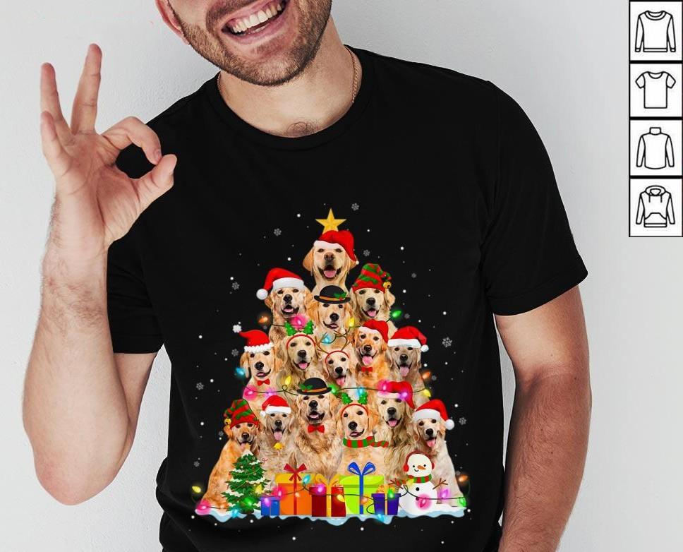 Hot Christmas Golden Retrievers Tree Xmas Gift Dog Lover Shirt 1C119 M