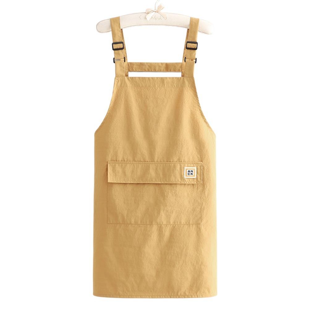 

Waterproof Stain-Resistant Apron Breathable Anti Dirty Kitchen Aprons Large Pocket Coffee House Uniform Cleaning Accessories жовтий