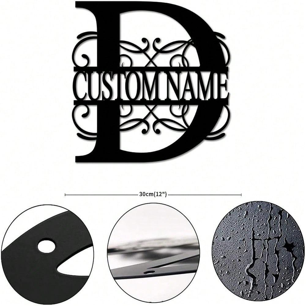 Personalized Metal Wall Art Custom Initials Family Name Light Beam Design Iron Steel Decor Home Porch Garden Gift Birthday