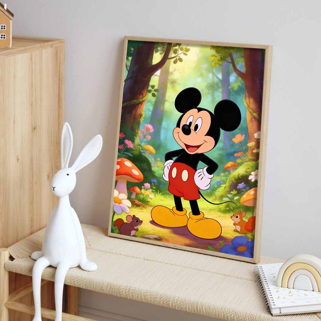 Disney Mickey Mouse forest flower scenery oil painting handmade painting art kit mosaic diy home decoration gift