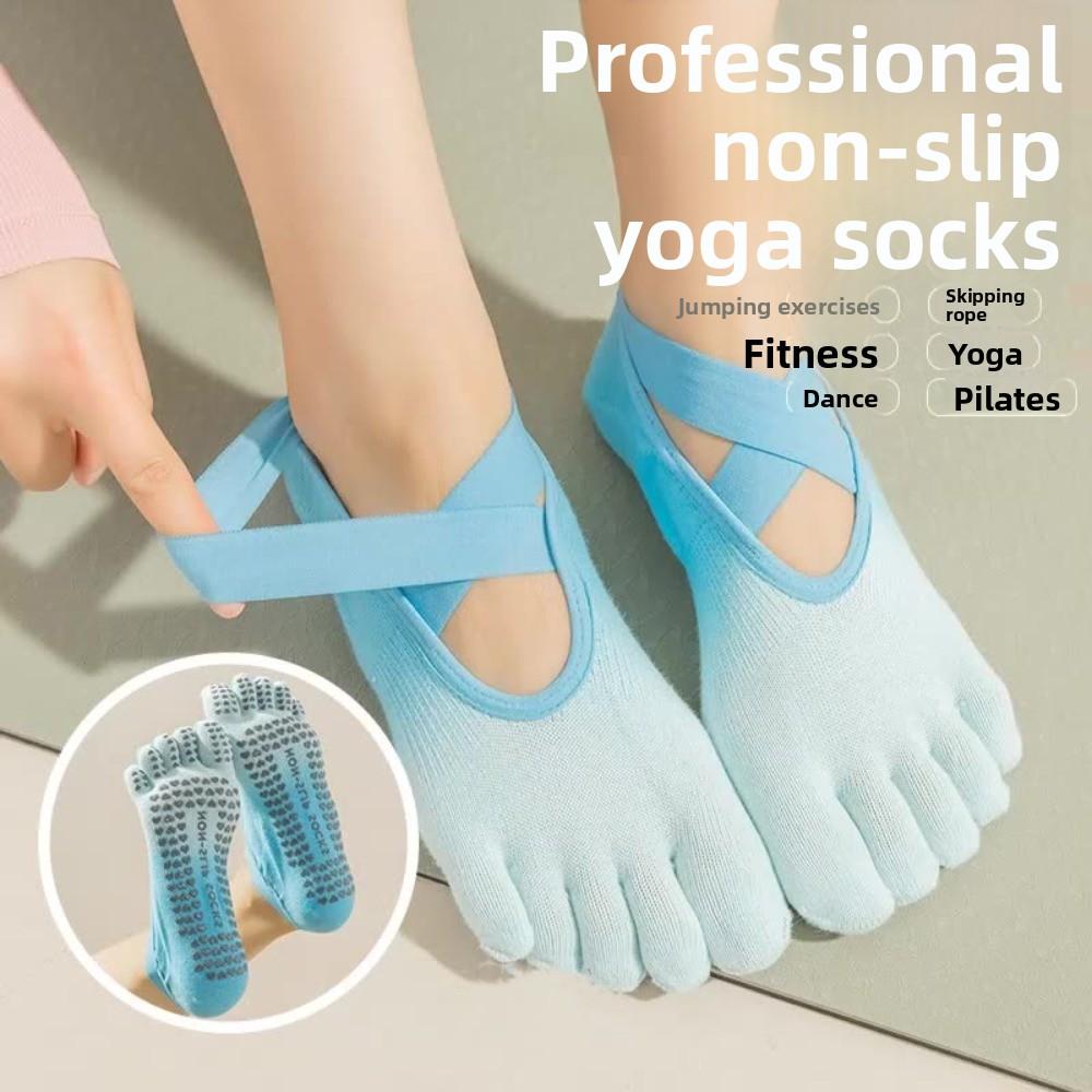 1 Paar Rutschfeste Zehensocken für Yoga mit Überkreuzband Fünf-Zehen-Sportsocken Tanz