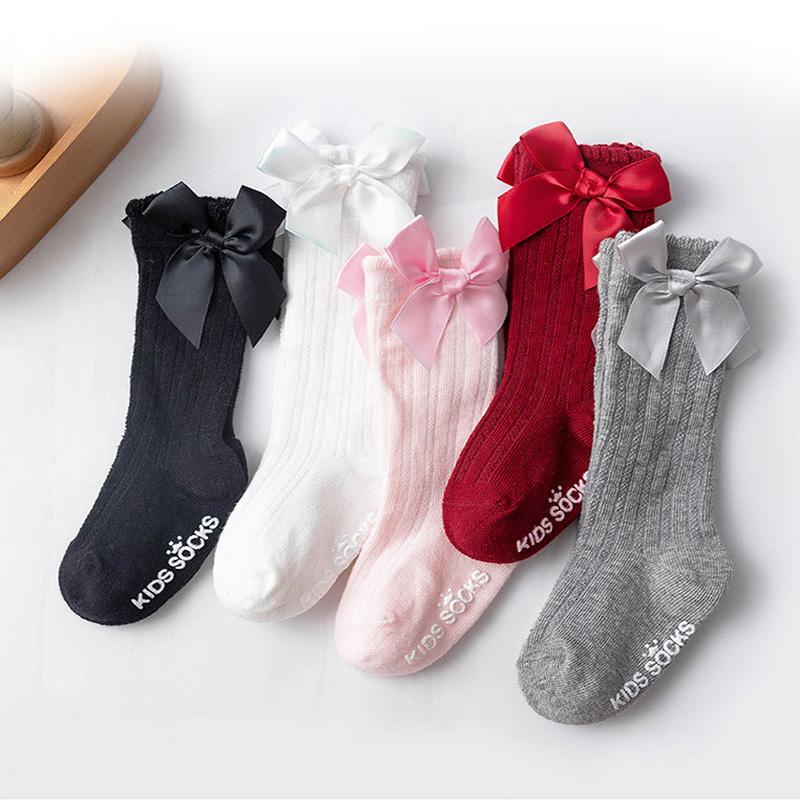 Girls Big Bow Knee High Long Soft New Kids Socks Toddlers Cotton Lace Baby Socks Kids Kniekousen Meisje Dropshipping Girls Socks