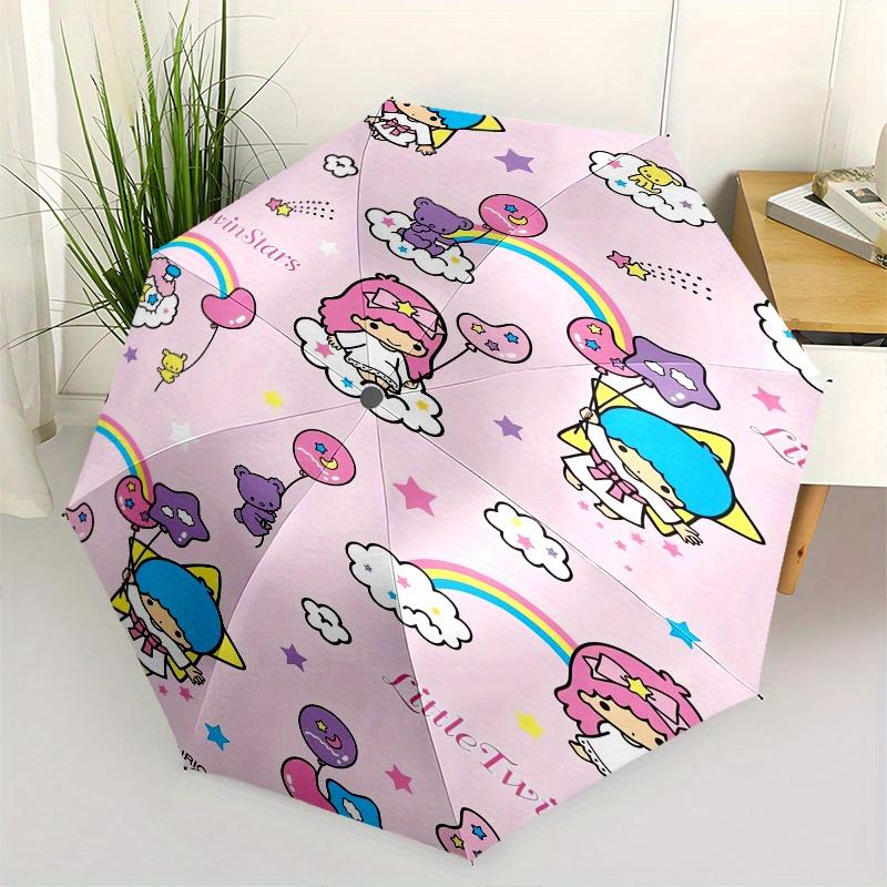 

Little Twin Stars,Sanrio Automatic Folding Umbrella Simple 8 Rib Design, Bright Cartoon Pattern, Durable Iron Frame, Suitable For Travel, Ou