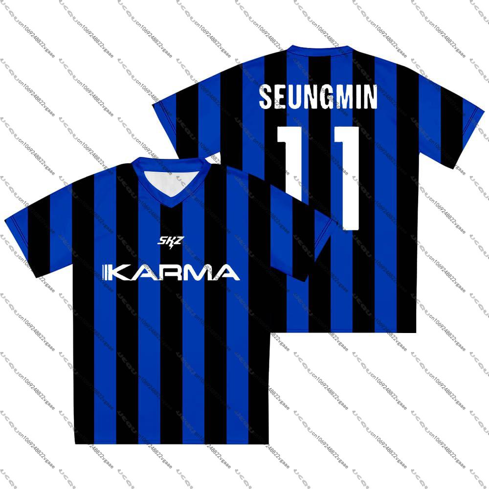 2026 Boys Girls Women Kpop H-Hyunjin T Shirt Men Kids Tee Top S-SKZ Karma Jersey Casual Stray Korean Fan T Shirt Harajuku Top 01
