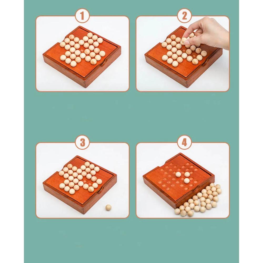 1Set Europe Board Game Single Chess Peg Solitaire Diamond Move Independently Cognitive Ability Toy Classical Educational Toys