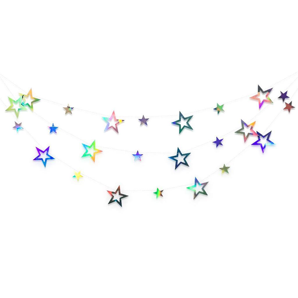 3.7M 12.1ft Paper Silver Star Garland Room Hanging Decoration Birthday Party Decoration BannerAdult Graduation New Year Decor 5