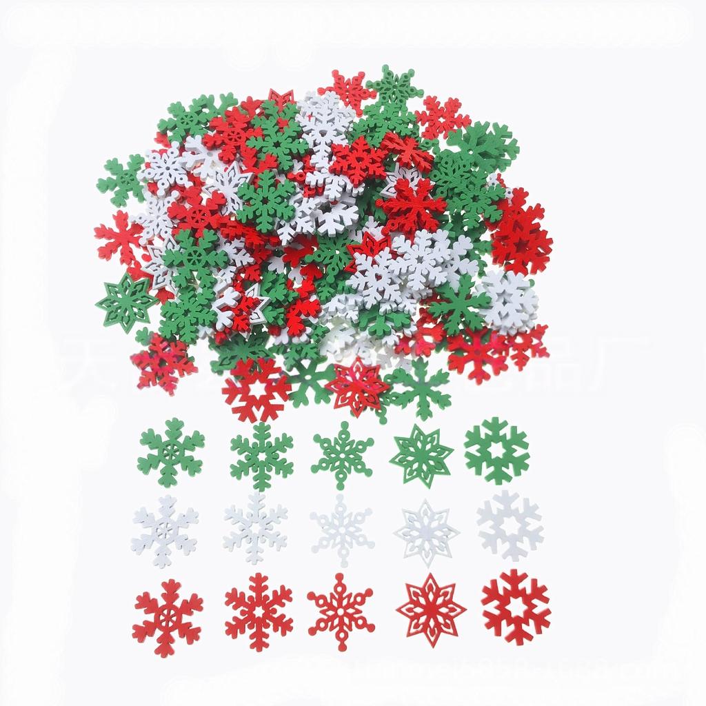 50PCS Snowflake Decorations Wood Slices Ornaments Christmas Cutouts Buttons Tags for Xmas Tree Hanging Painting DIY Crafts