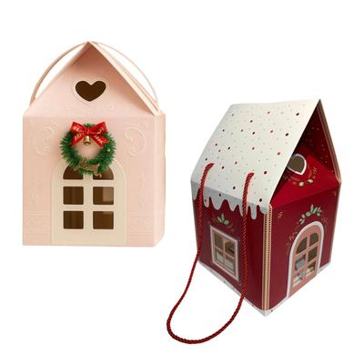 Scatola Regalo Cottage di Natale Contenitore Biscotti Decorazione Natalizia Multifunzionale Scatola Dolcetti per Confezionamento Regali Festivi