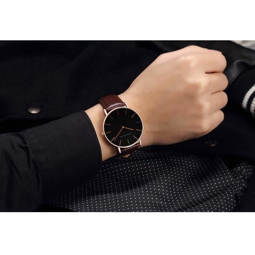 LECKY Men's Hannah Martin Watch, Simple Fashion Casual Business Watch with Japanese Quartz Movement, 40mm Dial, Genuine Leather Band, Unisex