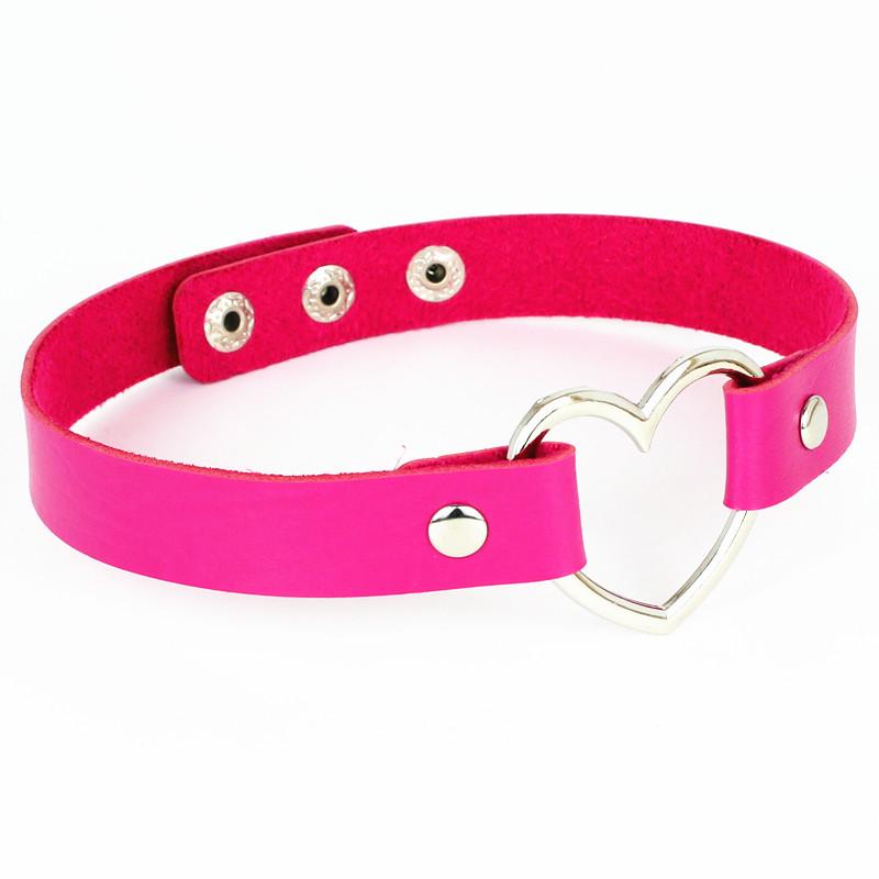 1 Collar Punk Round Gothic Goth Choker Harajuku Lovely PU Leather Neck Buckle Rivet Belts Love Heart Garters For Women Plus