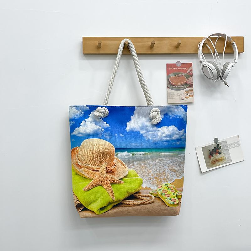 Strandväska Stor Tote Enkelaxel Damväska Trendig Casual Handväska Kort Resväska